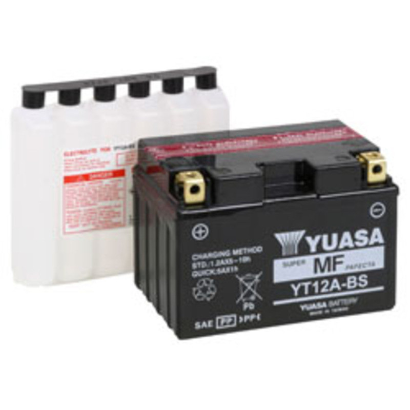 YUASA batteri YT12A-BS Inkl syra